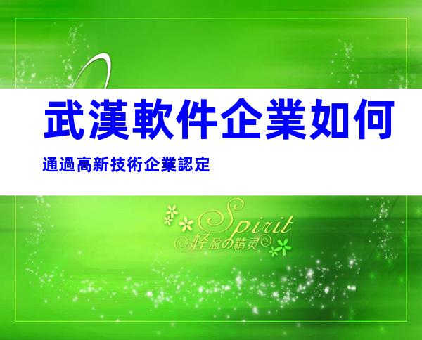 武漢軟件企業如何通過高新技術企業認定
